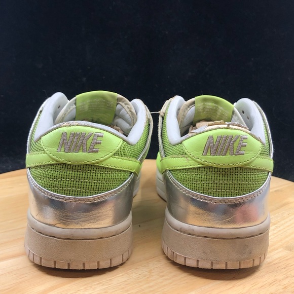 Nike Dunk Low Wmns Grey Citron Silver Green Metallic 318638 031 Flowers Size 7.5 - Picture 6 of 11